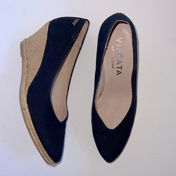 VISCATA Women's Navy Espadrille Wedges - Picture 1 of 10